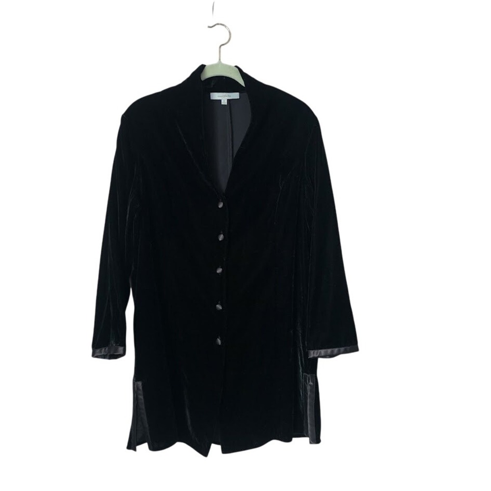 NURTURE Black Velvet Button Front Tunic Top Goth Office Siren Size 12